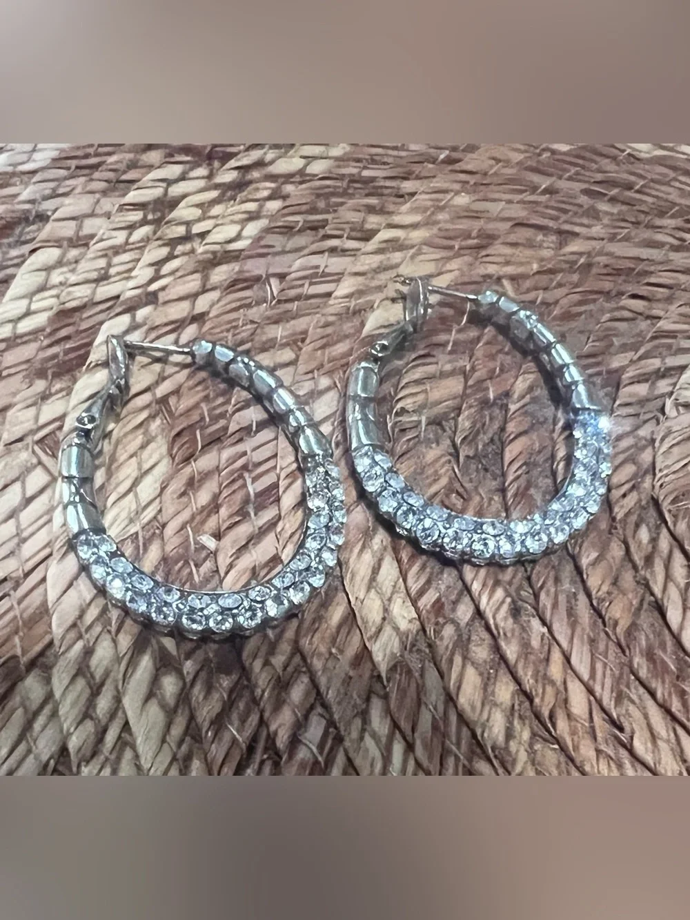 Brighton Crystal-Embellished Silver Hoop Earrings - Women's Jewelry - Picture 1 of 4